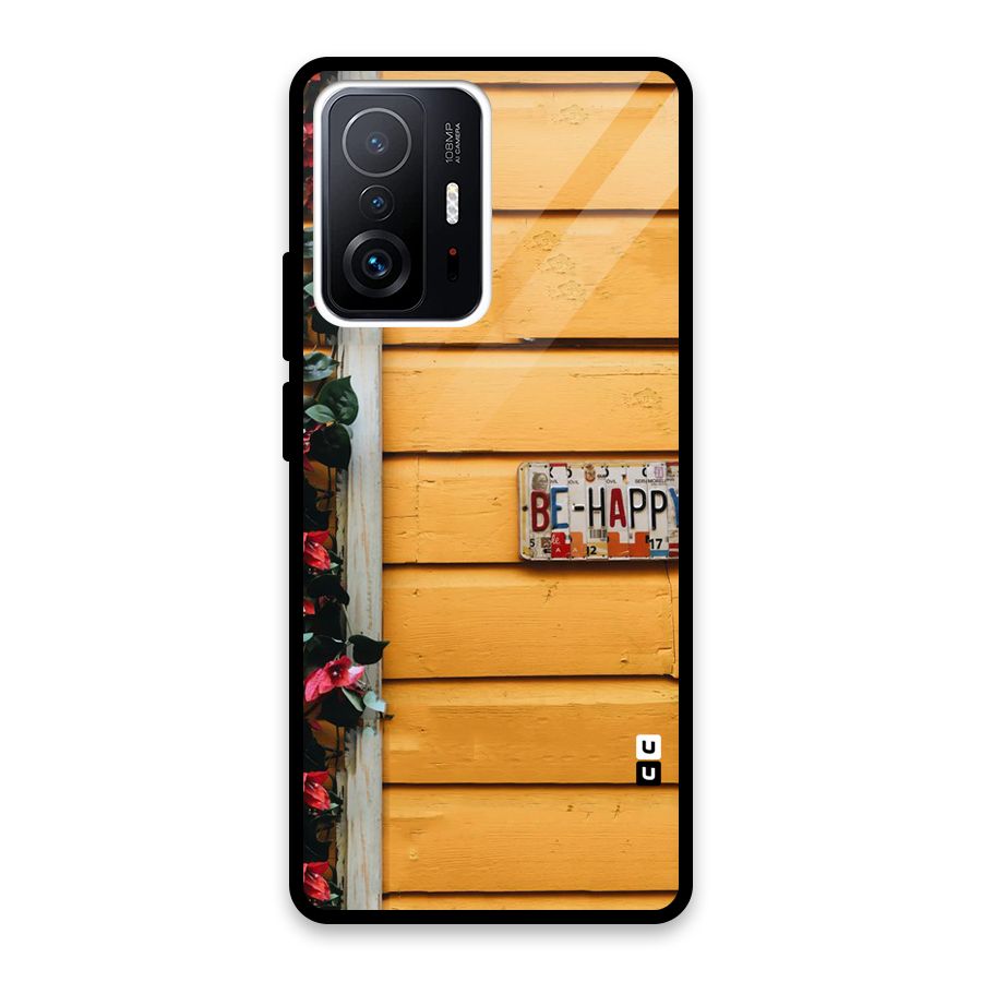 Be Happy Yellow Wall Glass Back Case for Xiaomi 11T Pro