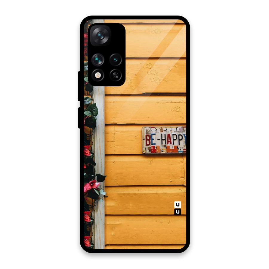Be Happy Yellow Wall Glass Back Case for Xiaomi 11i HyperCharge 5G