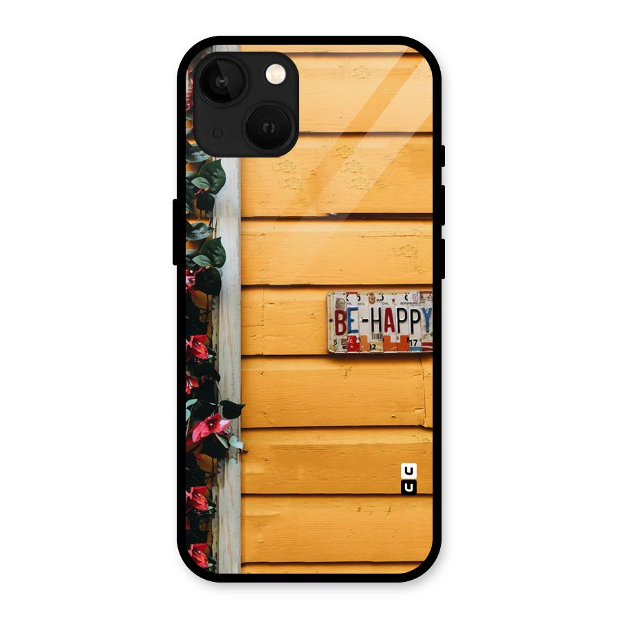Be Happy Yellow Wall Glass Back Case for iPhone 13