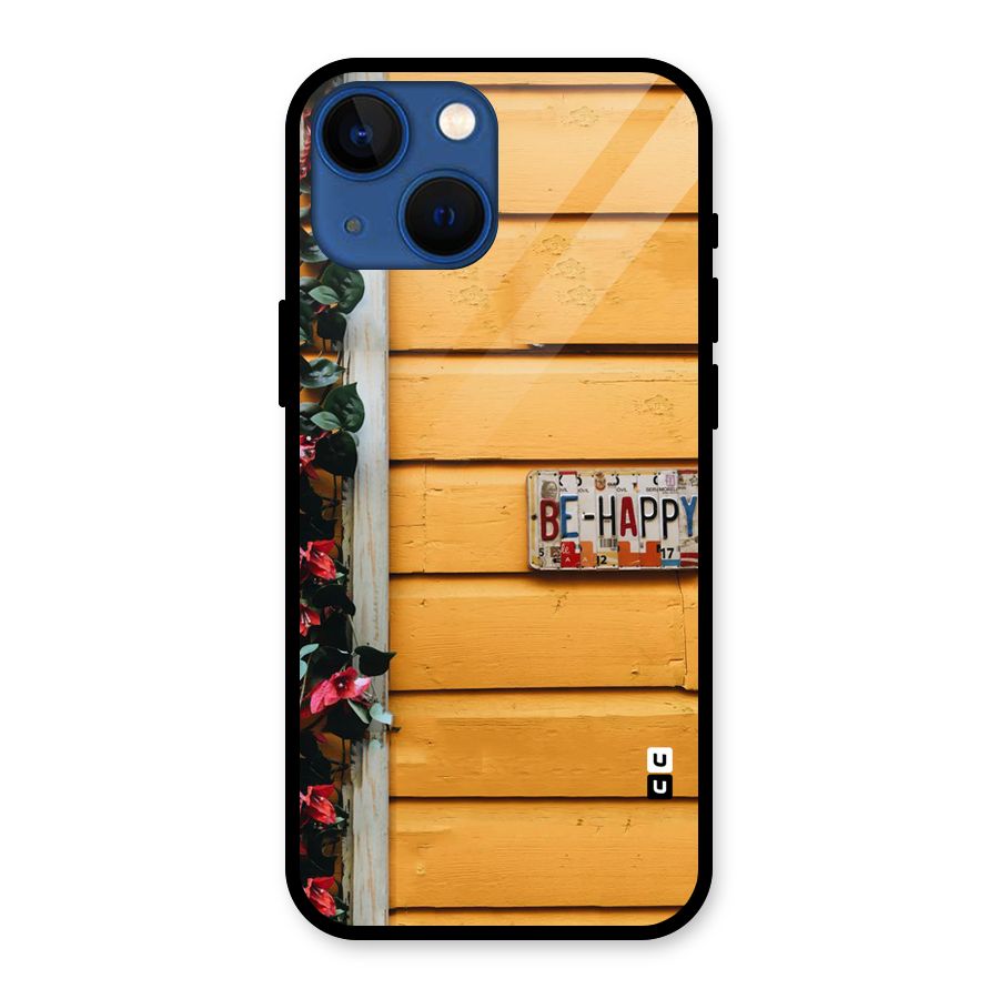 Be Happy Yellow Wall Glass Back Case for iPhone 13 Mini