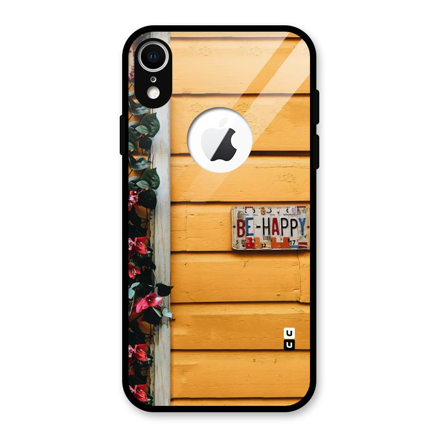 Be Happy Yellow Wall Glass Back Case for iPhone XR Logo Cut