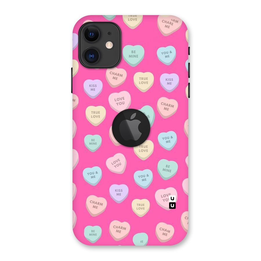 Be Mine Hearts Pattern Back Case for iPhone 11 Logo Cut
