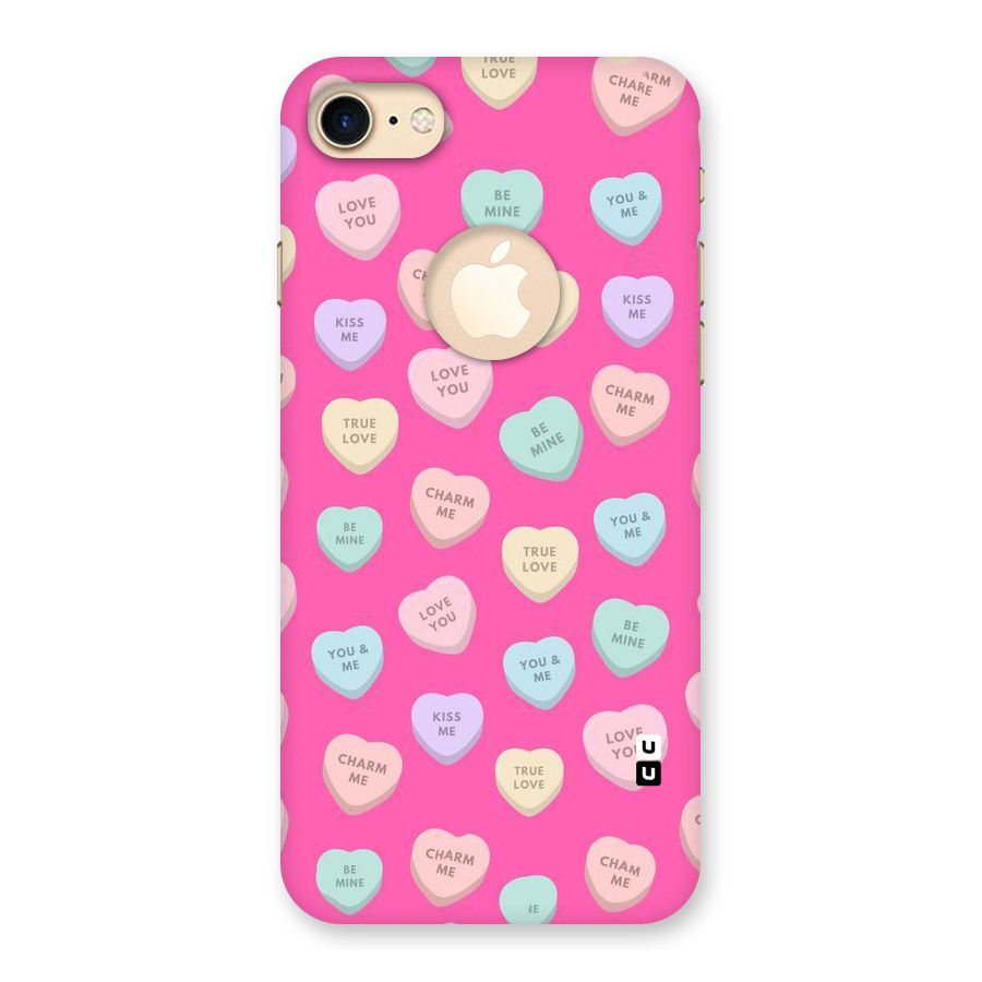 Be Mine Hearts Pattern Back Case for iPhone 7 Logo Cut