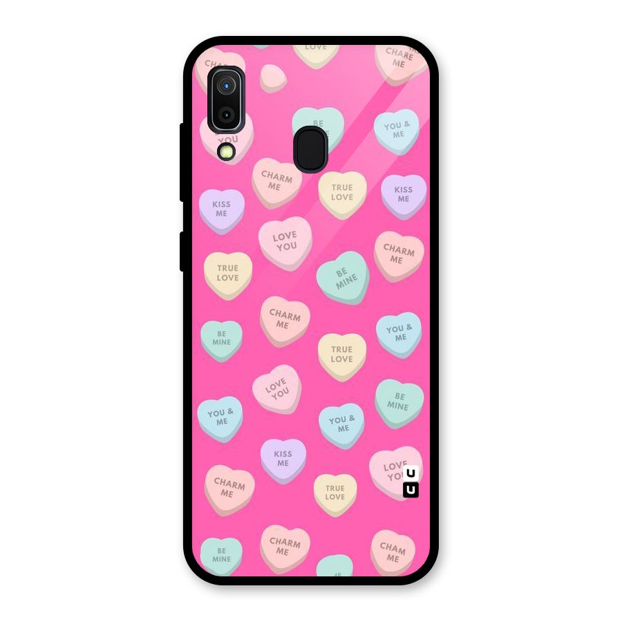 Be Mine Hearts Pattern Glass Back Case for Galaxy A30