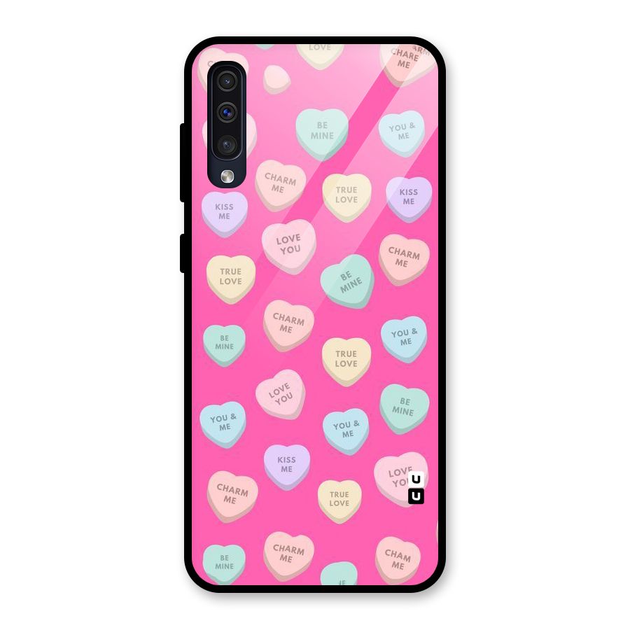 Be Mine Hearts Pattern Glass Back Case for Galaxy A30s
