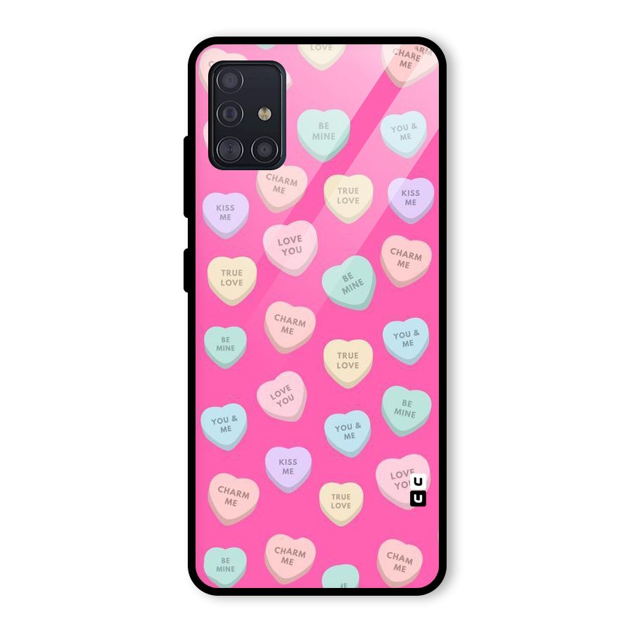Be Mine Hearts Pattern Glass Back Case for Galaxy A51