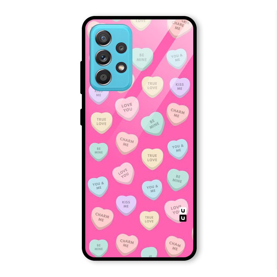 Be Mine Hearts Pattern Glass Back Case for Galaxy A52s 5G