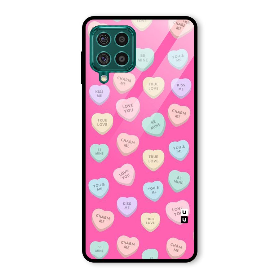 Be Mine Hearts Pattern Glass Back Case for Galaxy F62