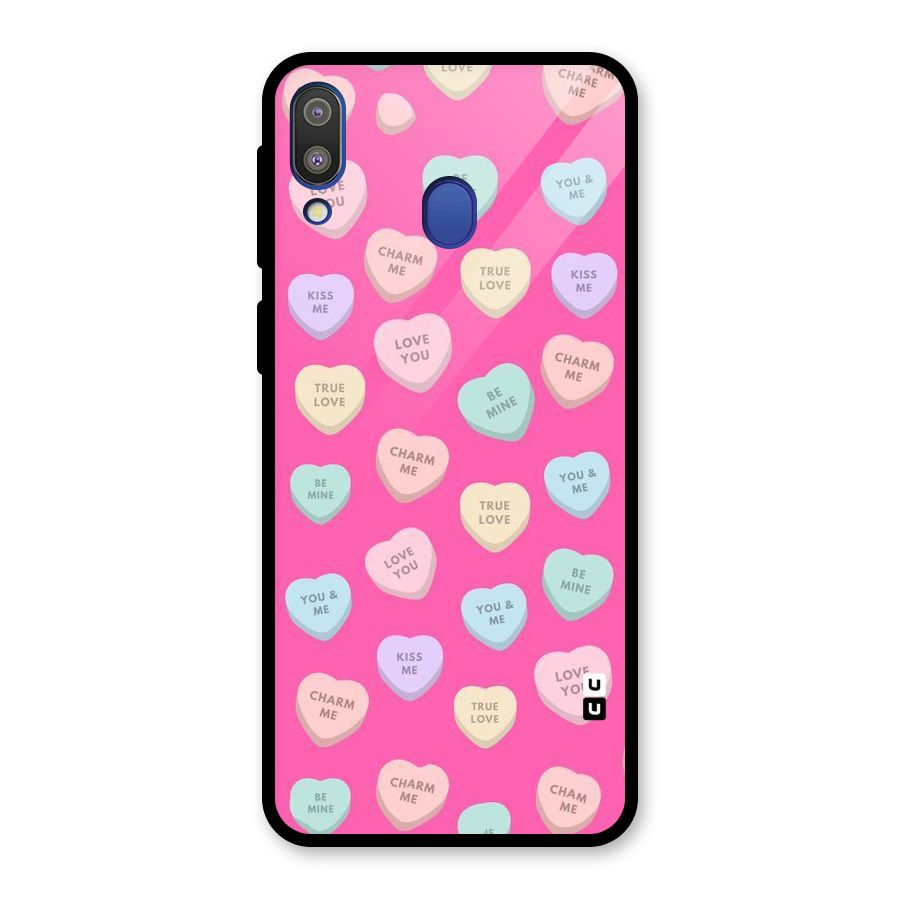 Be Mine Hearts Pattern Glass Back Case for Galaxy M20
