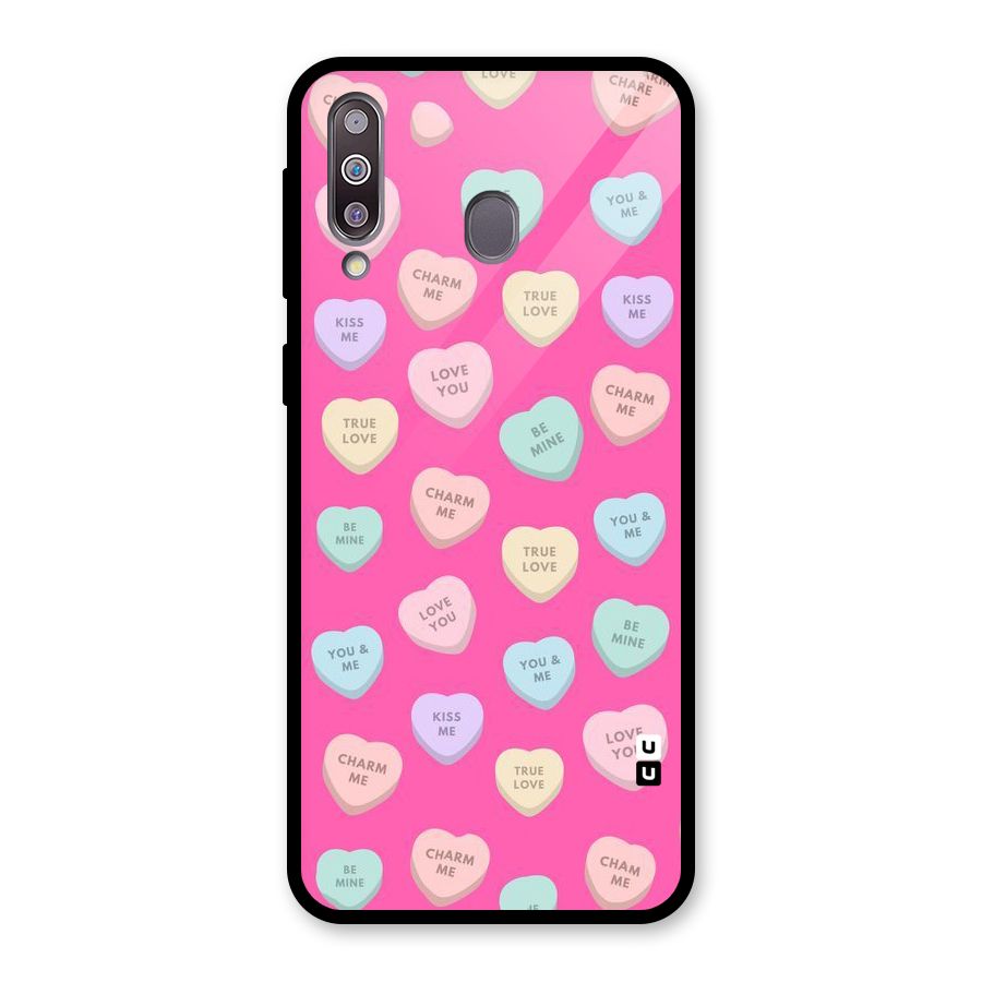 Be Mine Hearts Pattern Glass Back Case for Galaxy M30
