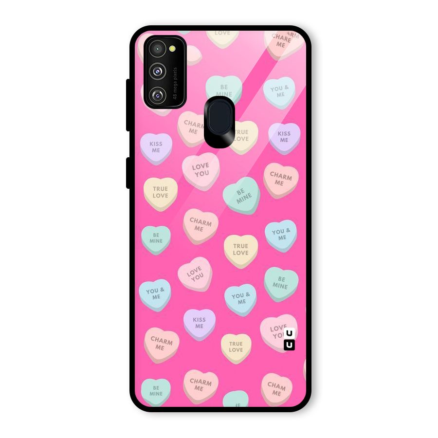 Be Mine Hearts Pattern Glass Back Case for Galaxy M30s