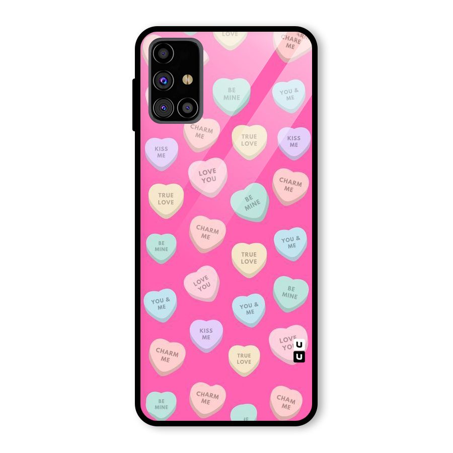 Be Mine Hearts Pattern Glass Back Case for Galaxy M31s