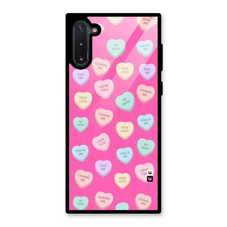 Be Mine Hearts Pattern Glass Back Case for Galaxy Note 10