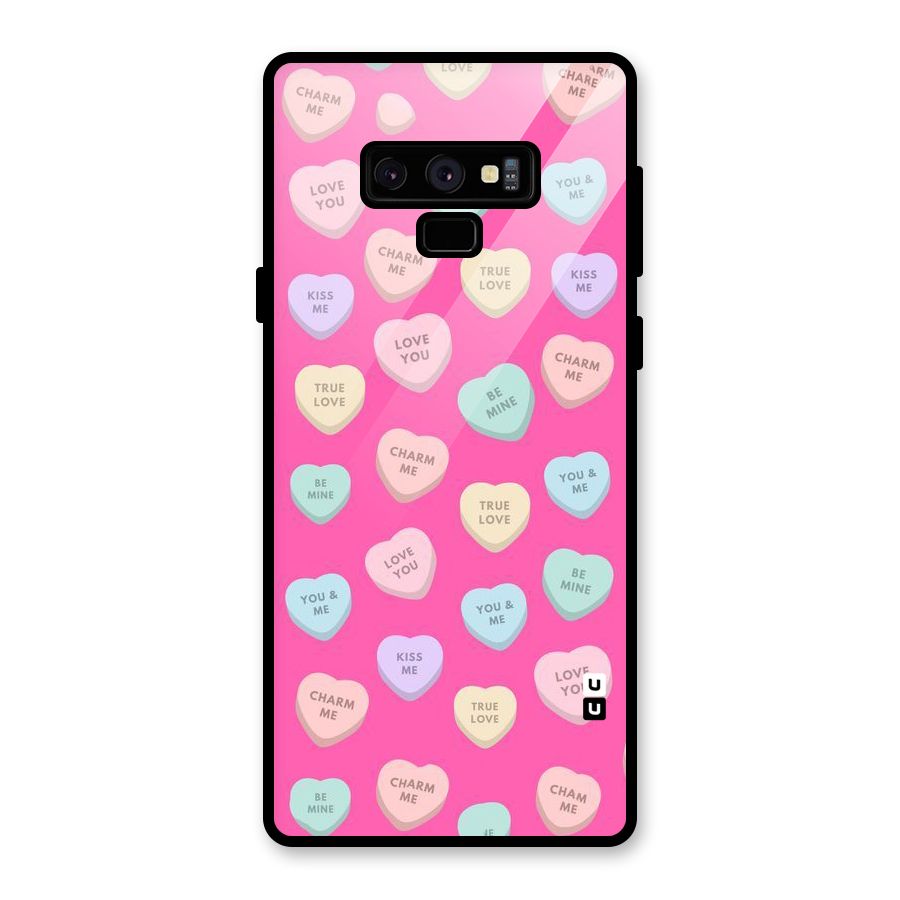 Be Mine Hearts Pattern Glass Back Case for Galaxy Note 9