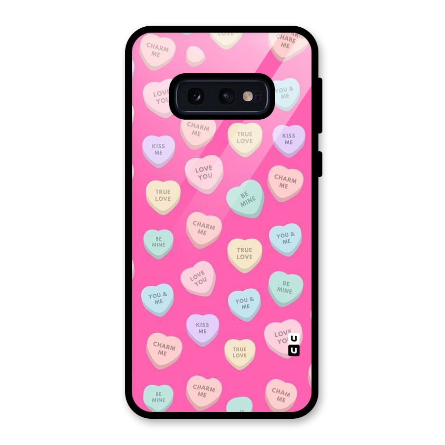 Be Mine Hearts Pattern Glass Back Case for Galaxy S10e