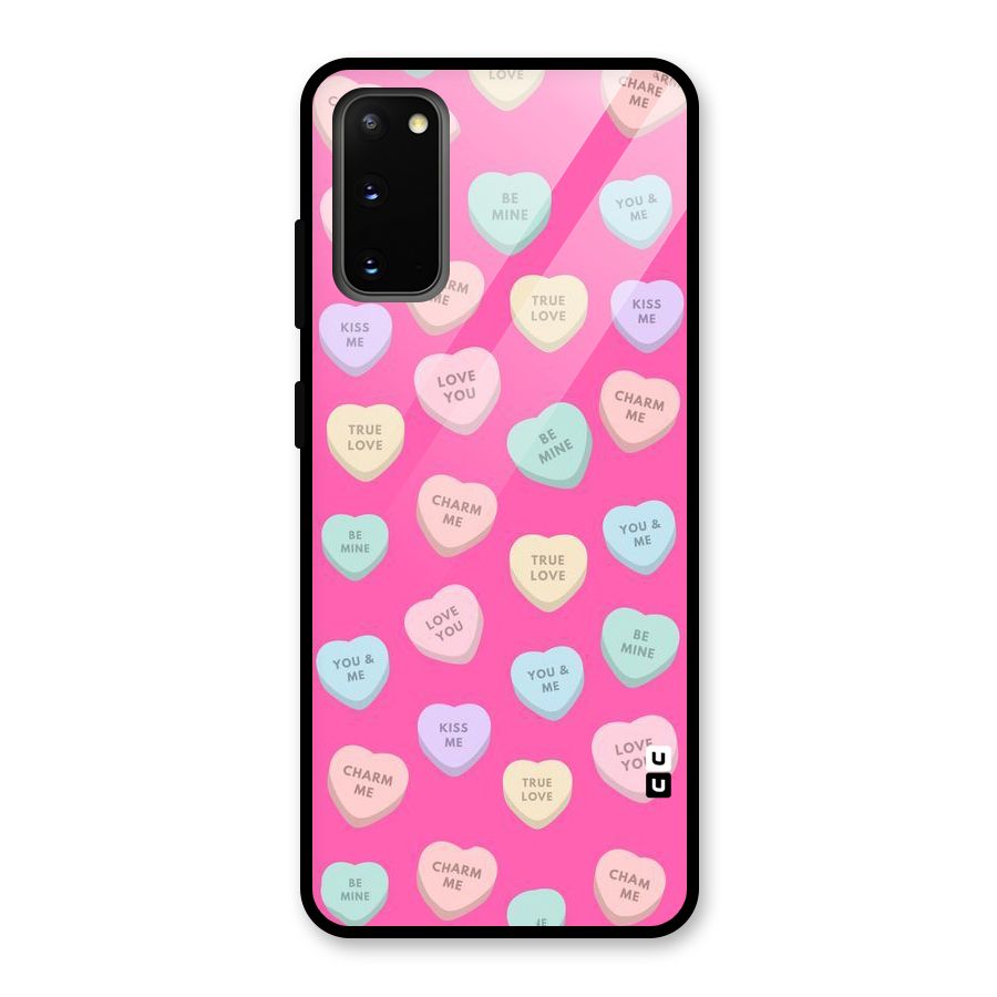 Be Mine Hearts Pattern Glass Back Case for Galaxy S20