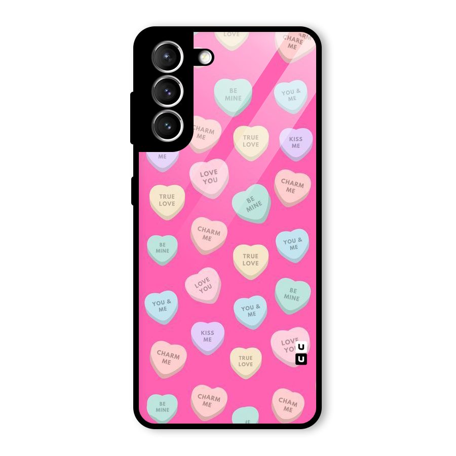 Be Mine Hearts Pattern Glass Back Case for Galaxy S21 5G