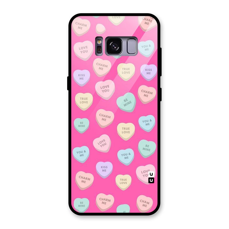 Be Mine Hearts Pattern Glass Back Case for Galaxy S8