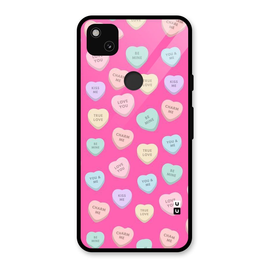 Be Mine Hearts Pattern Glass Back Case for Google Pixel 4a