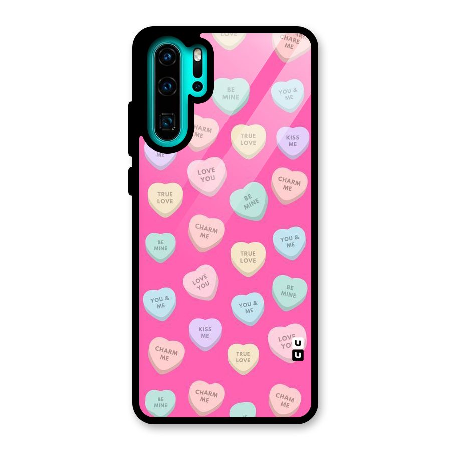 Be Mine Hearts Pattern Glass Back Case for Huawei P30 Pro