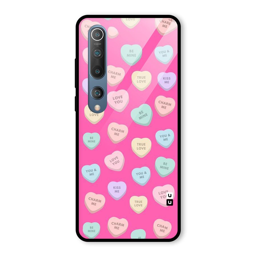 Be Mine Hearts Pattern Glass Back Case for Mi 10