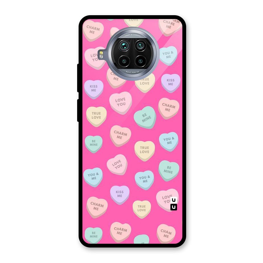 Be Mine Hearts Pattern Glass Back Case for Mi 10i