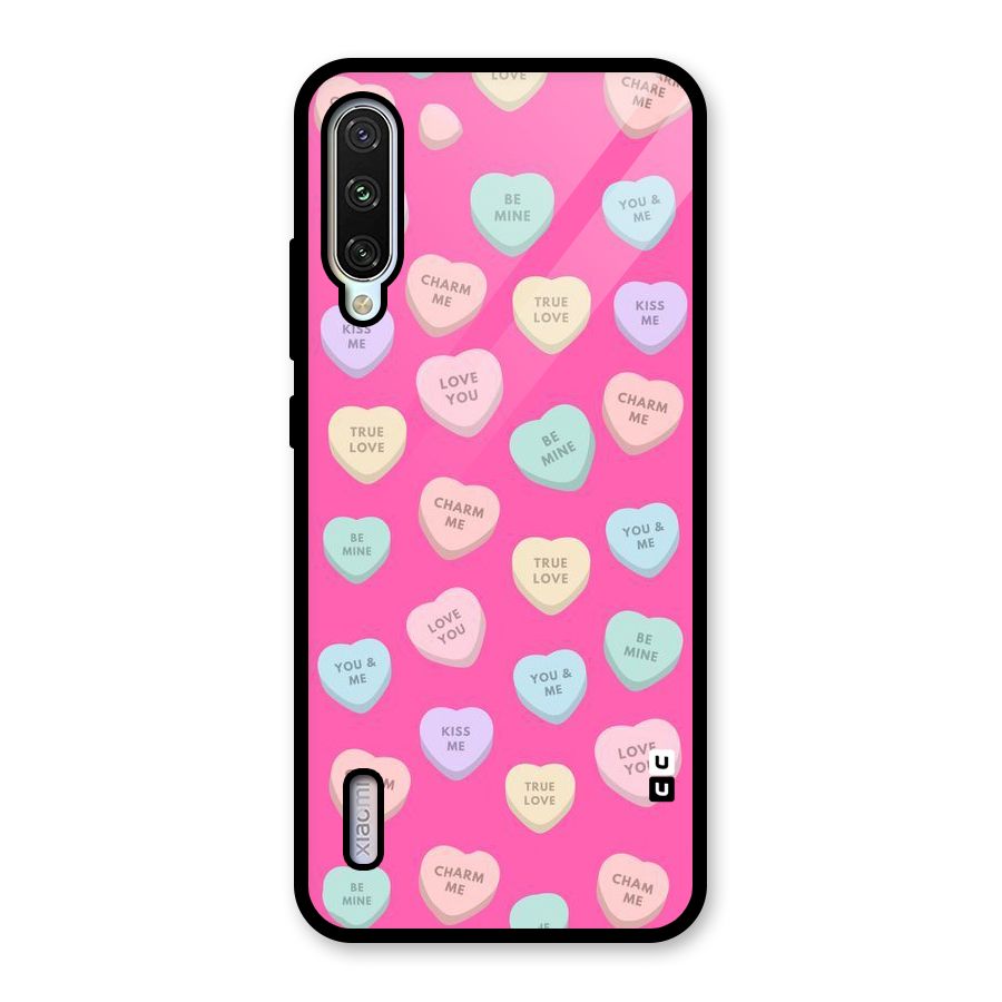 Be Mine Hearts Pattern Glass Back Case for Mi A3