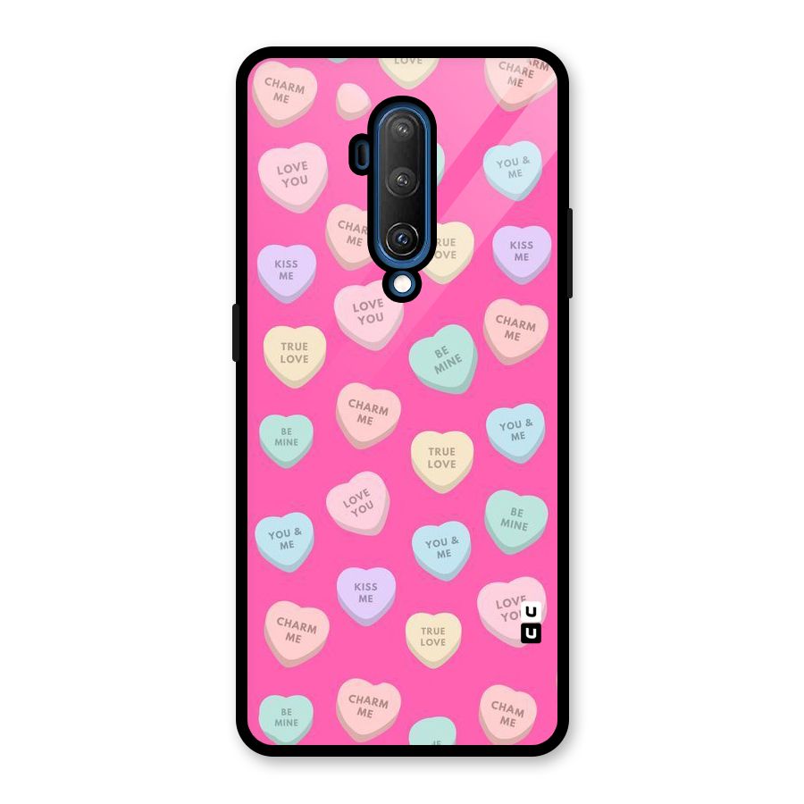 Be Mine Hearts Pattern Glass Back Case for OnePlus 7T Pro