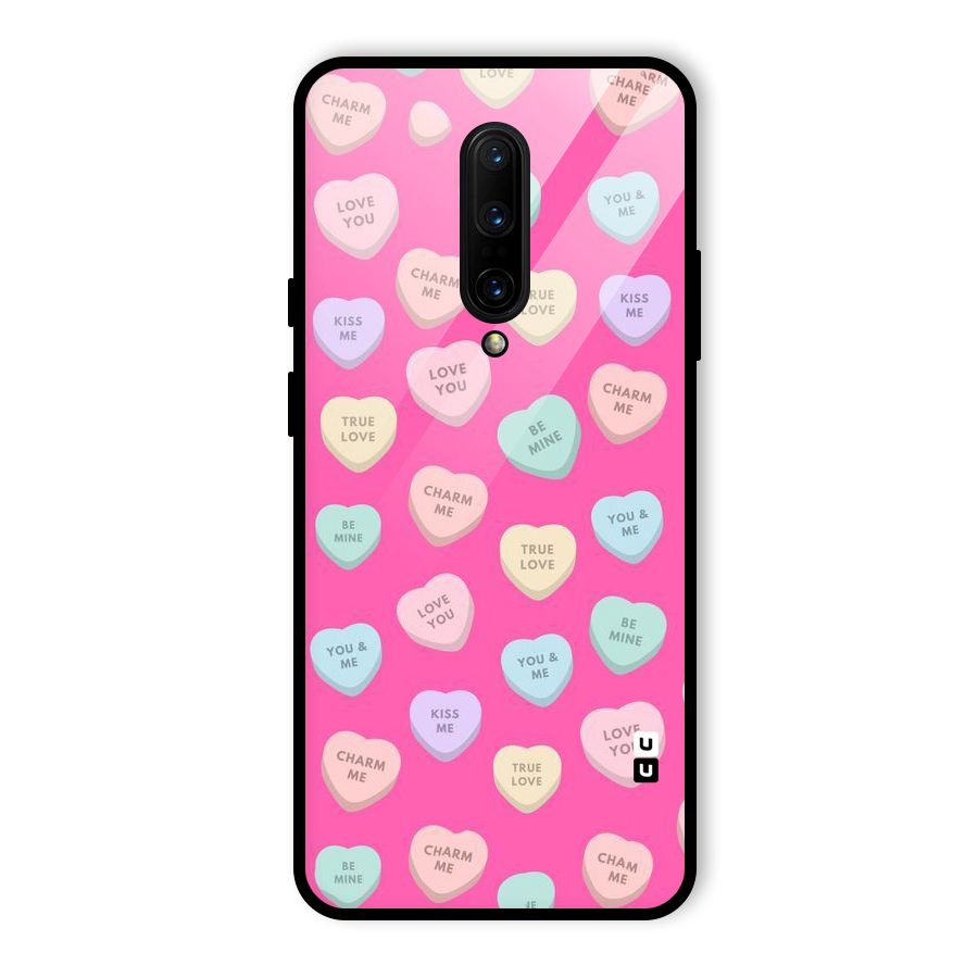 Be Mine Hearts Pattern Glass Back Case for OnePlus 7 Pro
