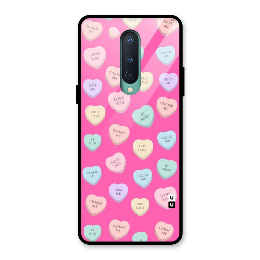 Be Mine Hearts Pattern Glass Back Case for OnePlus 8