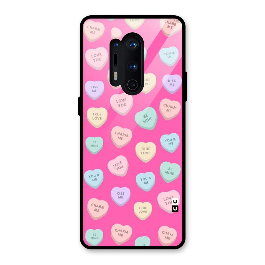 Be Mine Hearts Pattern Glass Back Case for OnePlus 8 Pro