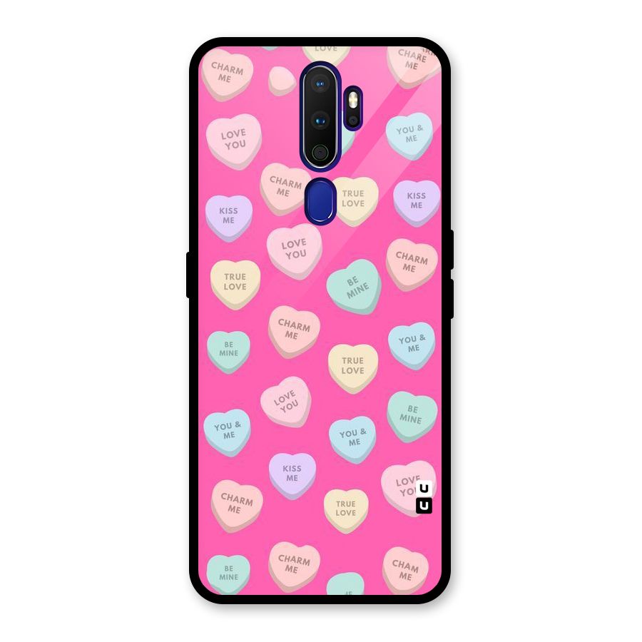 Be Mine Hearts Pattern Glass Back Case for Oppo A9 (2020)