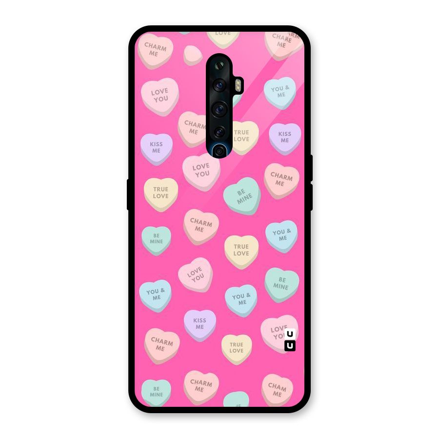 Be Mine Hearts Pattern Glass Back Case for Oppo Reno2 Z
