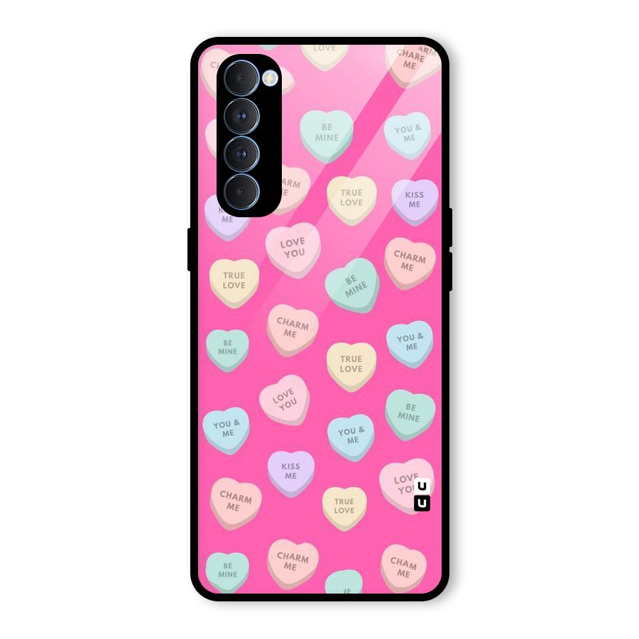 Be Mine Hearts Pattern Glass Back Case for Oppo Reno4 Pro