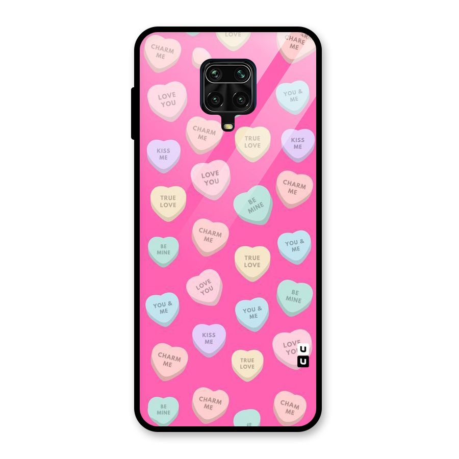 Be Mine Hearts Pattern Glass Back Case for Poco M2 Pro