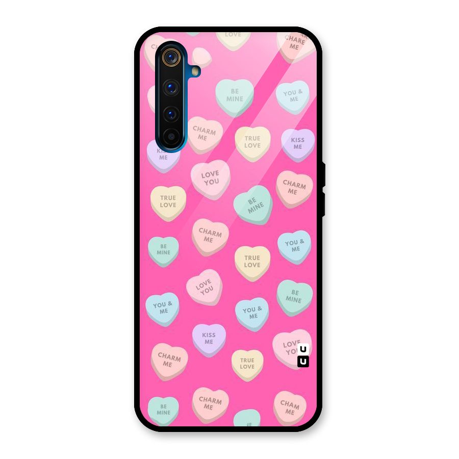 Be Mine Hearts Pattern Glass Back Case for Realme 6 Pro