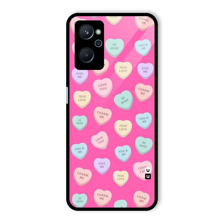 Be Mine Hearts Pattern Glass Back Case for Realme 9i