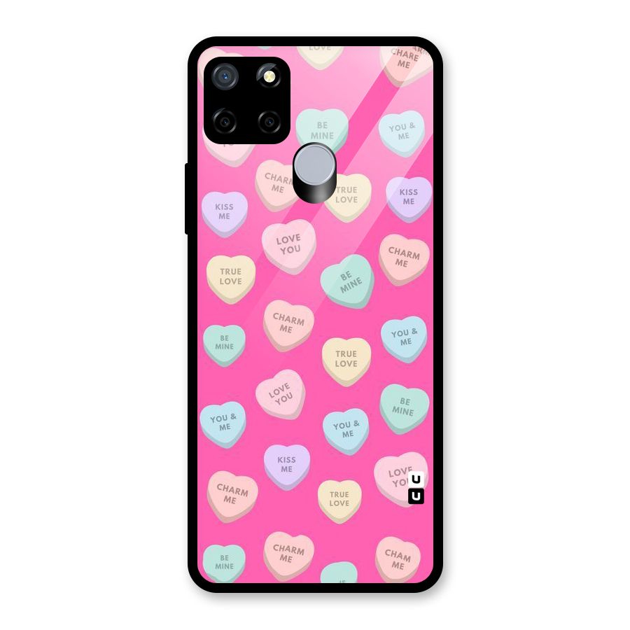 Be Mine Hearts Pattern Glass Back Case for Realme C15