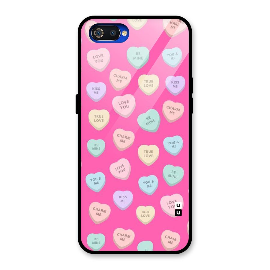Be Mine Hearts Pattern Glass Back Case for Realme C2