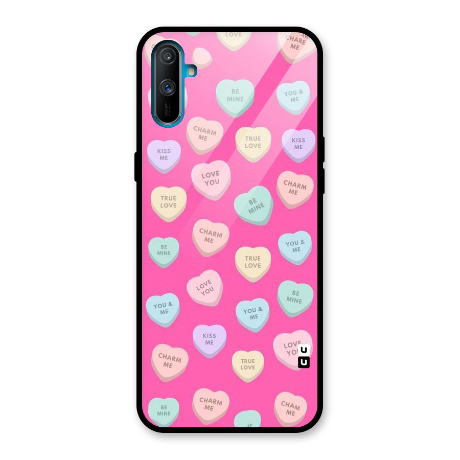 Be Mine Hearts Pattern Glass Back Case for Realme C3