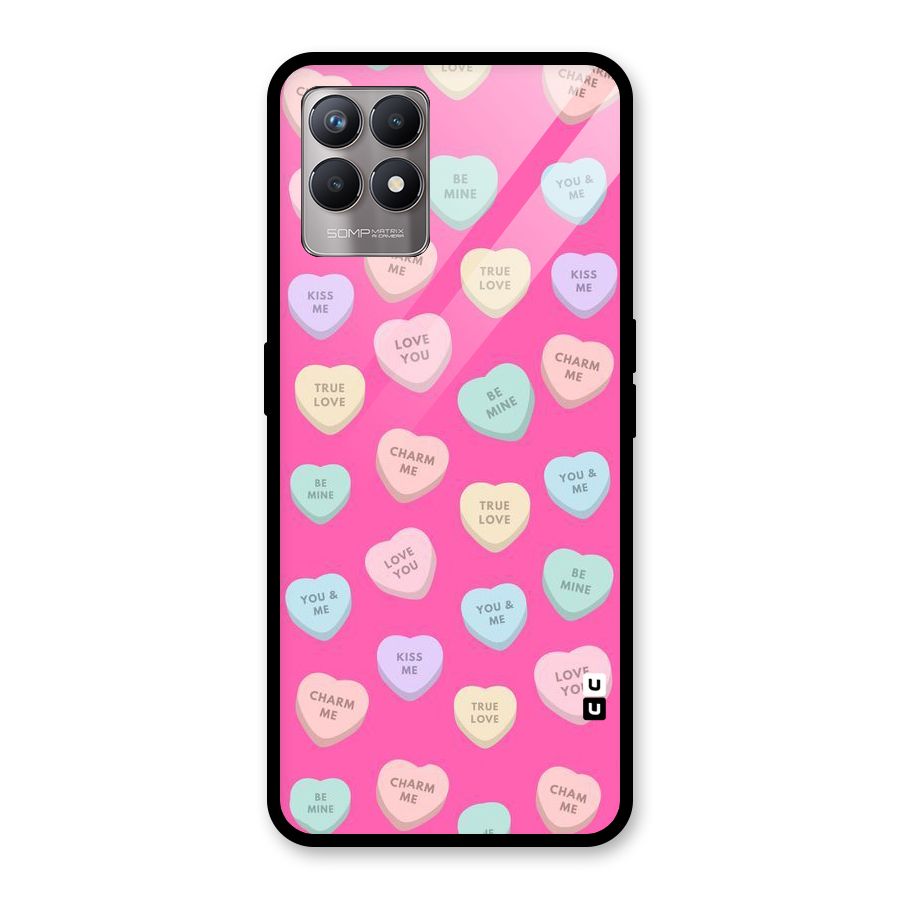 Be Mine Hearts Pattern Glass Back Case for Realme Narzo 50