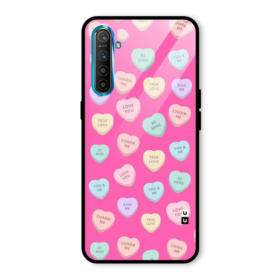 Be Mine Hearts Pattern Glass Back Case for Realme X2