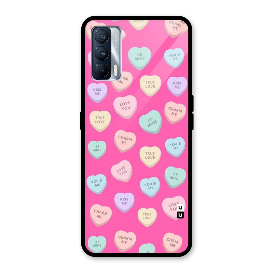 Be Mine Hearts Pattern Glass Back Case for Realme X7