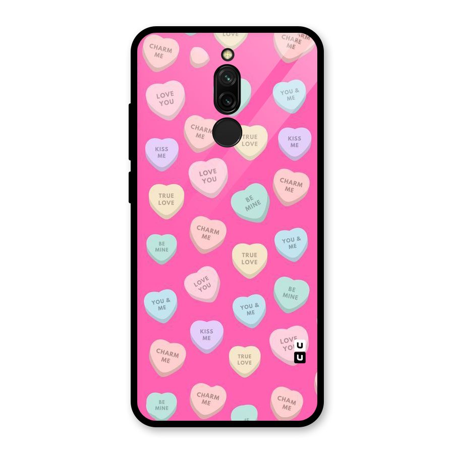 Be Mine Hearts Pattern Glass Back Case for Redmi 8
