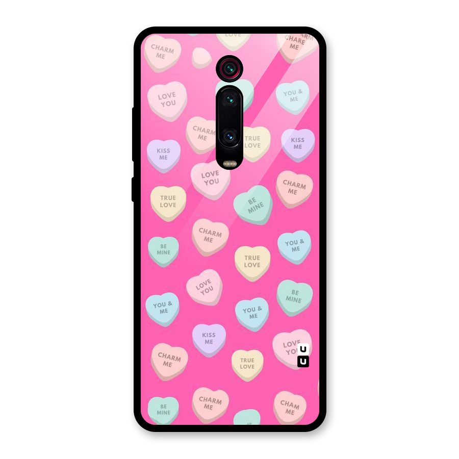 Be Mine Hearts Pattern Glass Back Case for Redmi K20 Pro