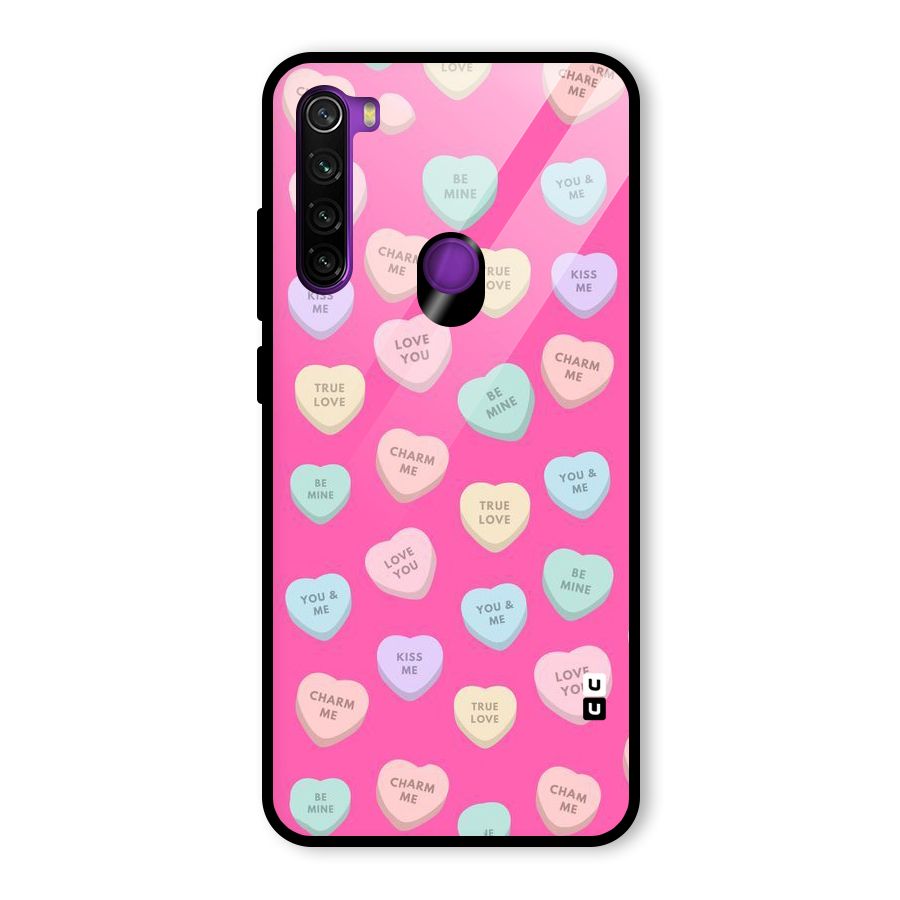 Be Mine Hearts Pattern Glass Back Case for Redmi Note 8