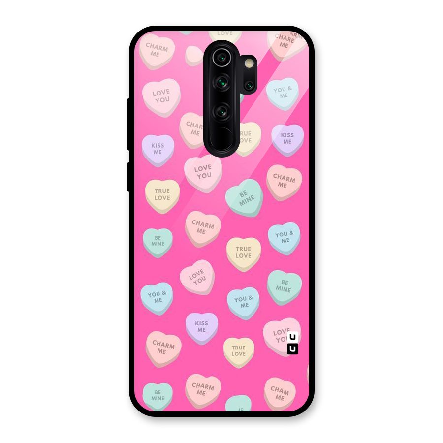 Be Mine Hearts Pattern Glass Back Case for Redmi Note 8 Pro