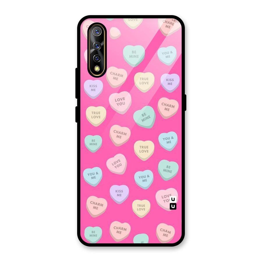 Be Mine Hearts Pattern Glass Back Case for Vivo S1
