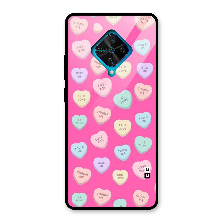 Be Mine Hearts Pattern Glass Back Case for Vivo S1 Pro