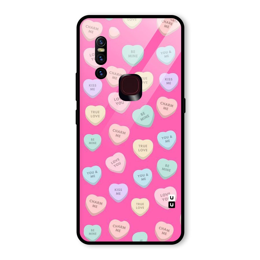 Be Mine Hearts Pattern Glass Back Case for Vivo V15